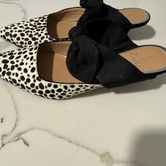 Paolo Monochrome Polka Dot Mules with Bow - Picture 3 of 6